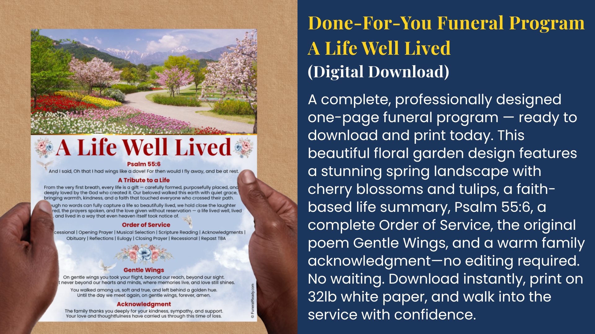 A Life Well Lived — Done-For-You Funeral Program by FuneralReady.com