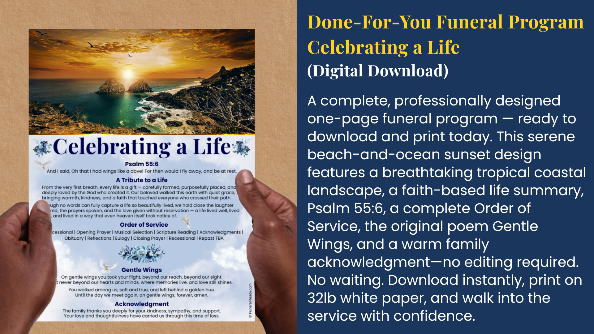 Celebrating a Life — Done-For-You Funeral Program by FuneralReady.com
