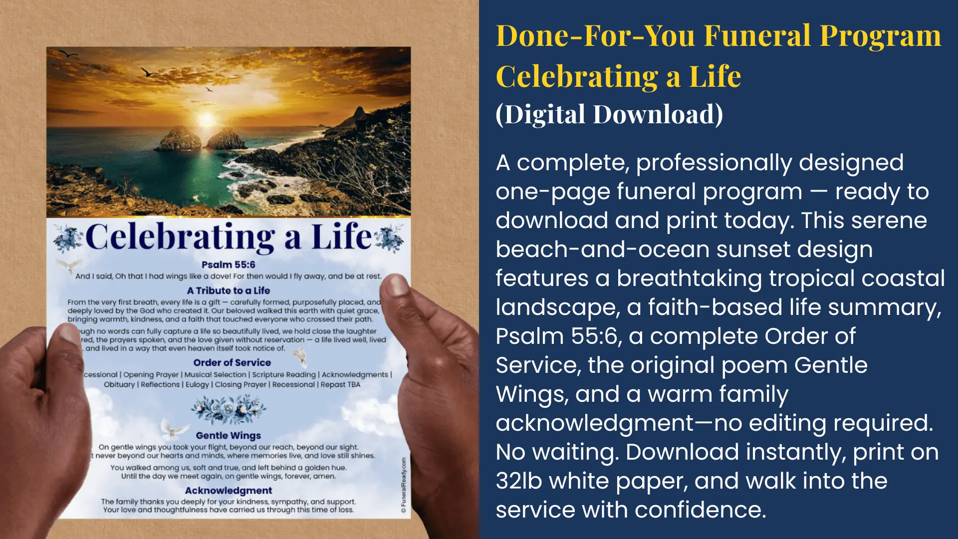 Celebrating a Life — Done-For-You Funeral Program by FuneralReady.com