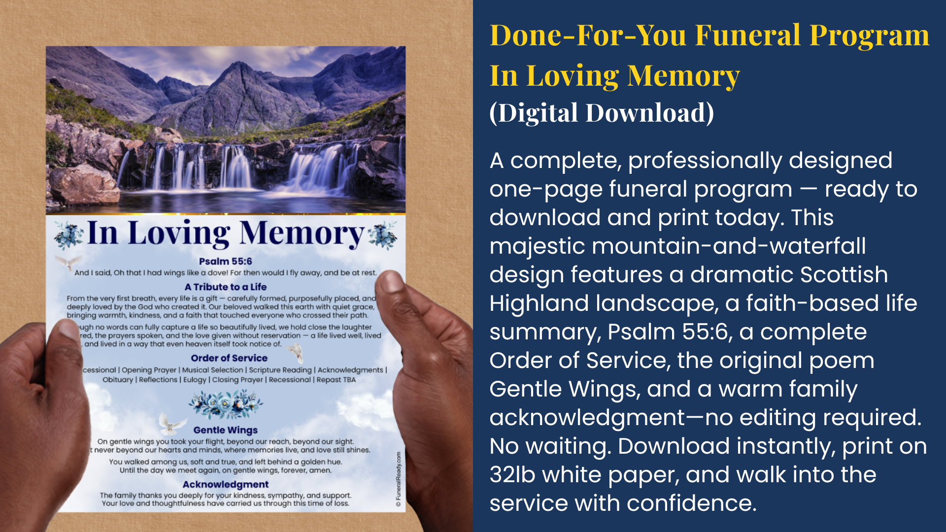 In Loving Memory — Done-For-You Funeral Program by FuneralReady.com
