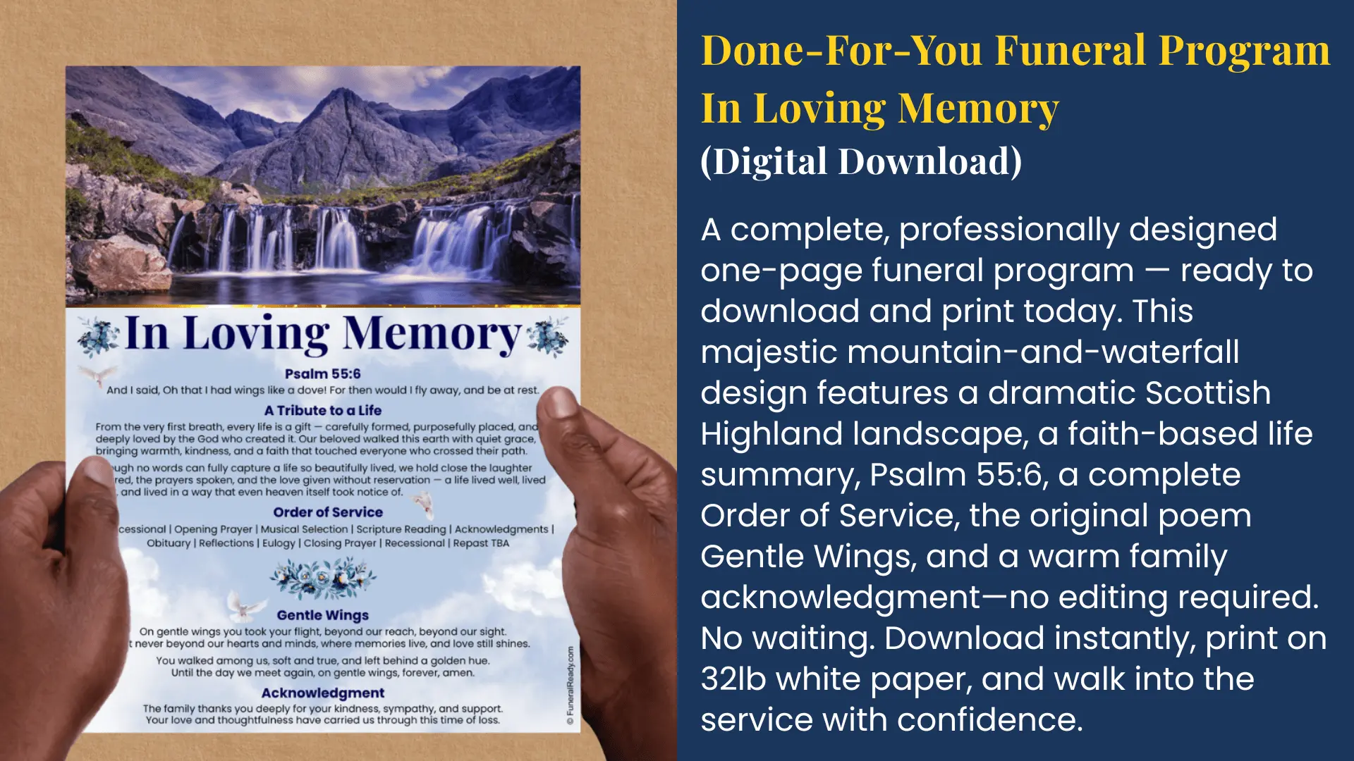 In Loving Memory — Done-For-You Funeral Program by FuneralReady.com